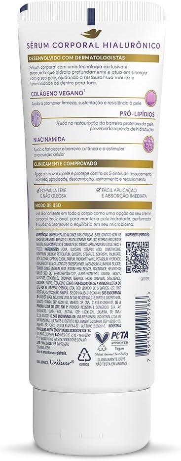 Dove Sérum Hidratante Corporal Hialurônico + Dermo Renovador 180m - Image 2