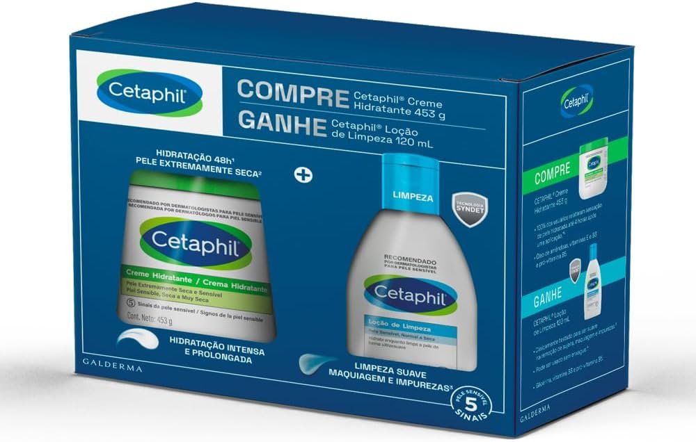 KIT COMPRE GANHE CETAPHIL CREME 453G + LOÇÃO DE LIMPEZA 120ML